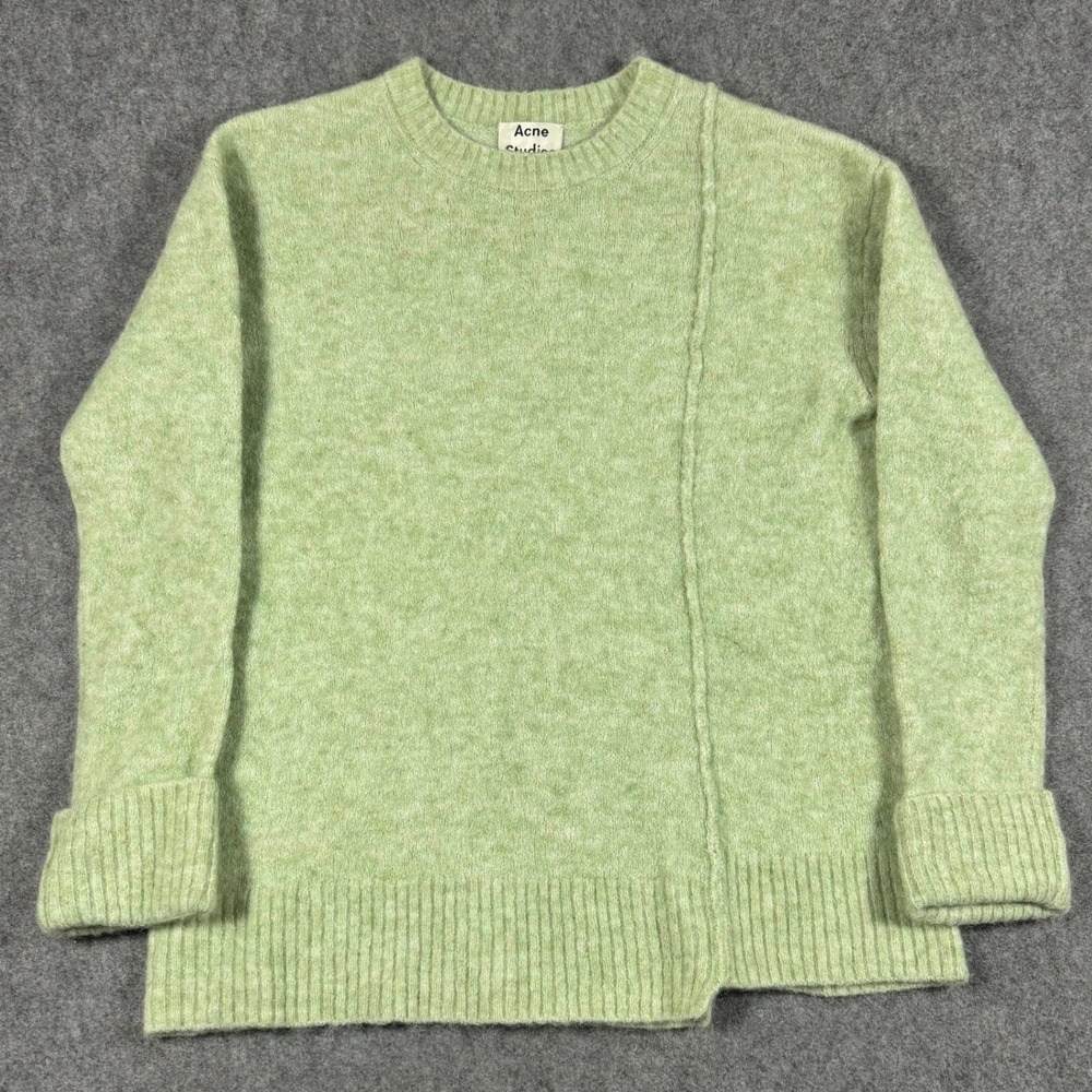 Acne Studios Sweater Womens S Green Alpaca Wool Blend Asymmetric Seam Knit